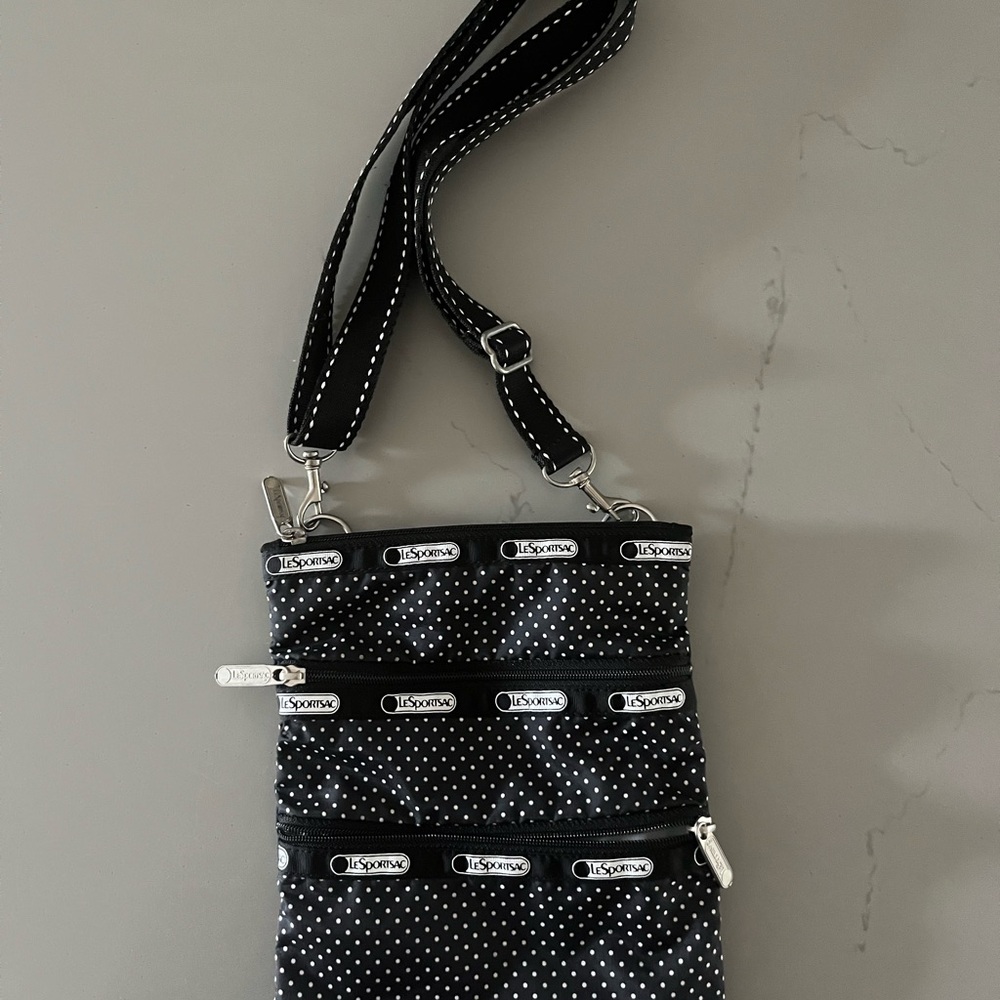 LeSportsac Black Polka Dot Crossbody Bag